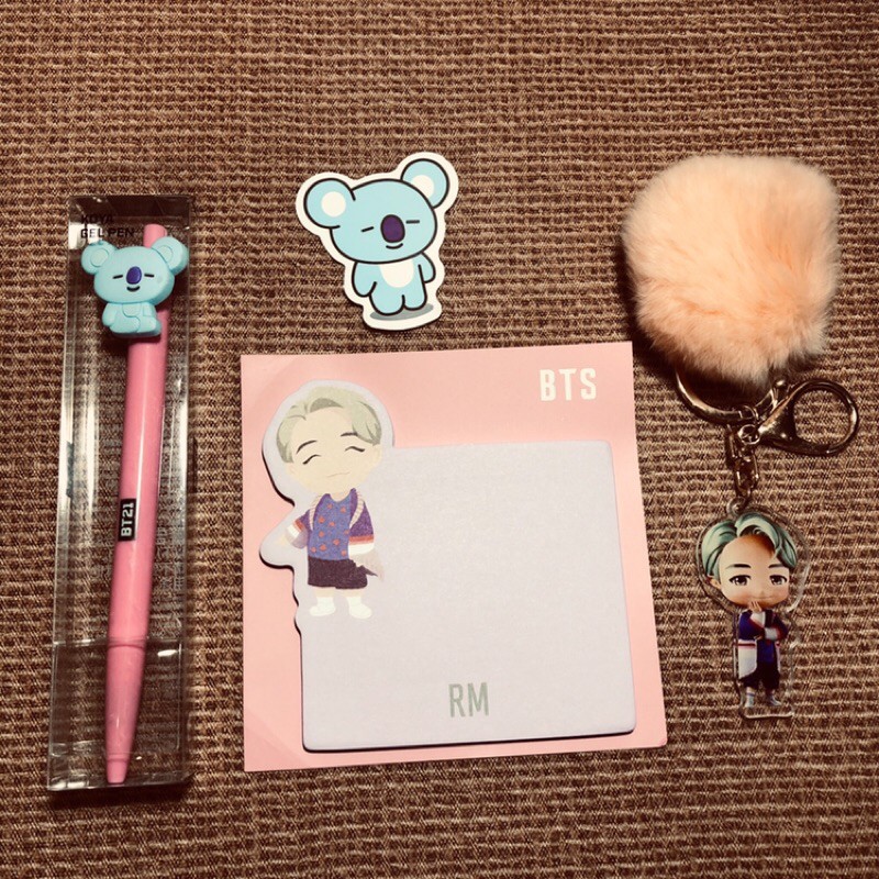 LONGSHOP OFFICIAL BT21 KOYA W/ KOYA STICKER, TINY TAN NOTEPAD AND