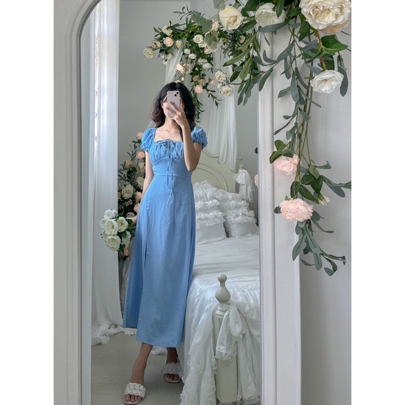 L4 square neck ruffled chest dress (with big size) | Shopee Philippines