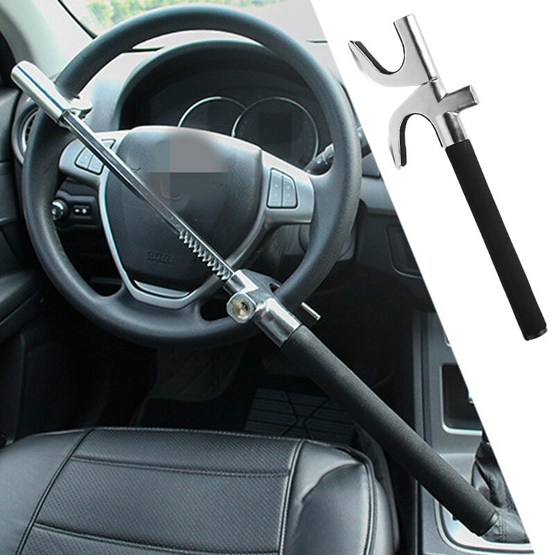 Universal Adjustable Automobile Anti Theft Steering Wheel Lock Retractable U Shape Stainless