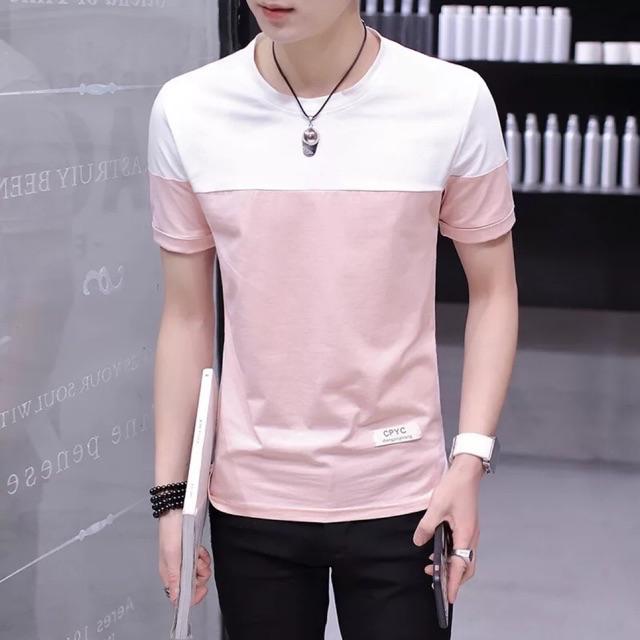 Men's short-sleeved T shirt with round neck cotton shirt | Shopee ...