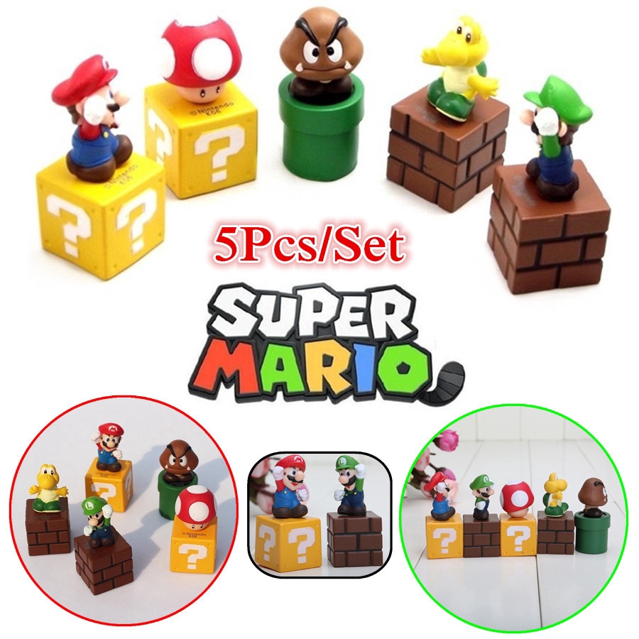 5Pcs Set Super Mario Bros Action Figures Collectables Mario Luigi Yoshi 5 Figure Set Gift Doll Toy