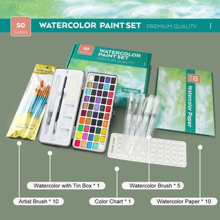 Perfect Travel Watercolor Set, 50/72/90 Color Solid Watercolor Paint Set