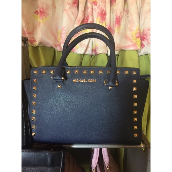 Michael kors blue outlet studded handbag