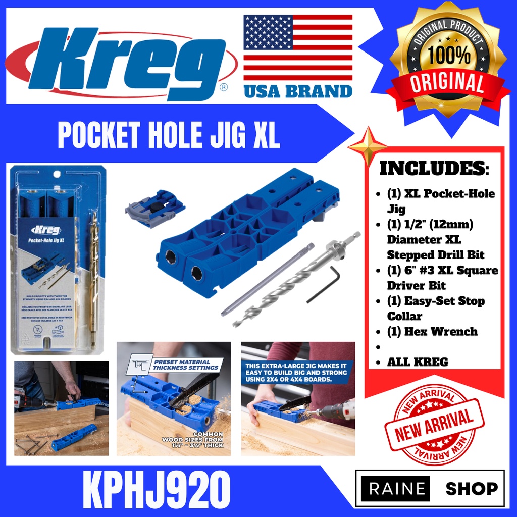 Kreg Pocket Hole Jig XL KPHJ920 Pockethole Jig for Project 2x4 or 4x4