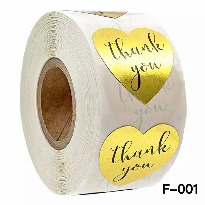 500pcs/roll Round Thank You for Your Order Heart Stickers Handmade Seal ...