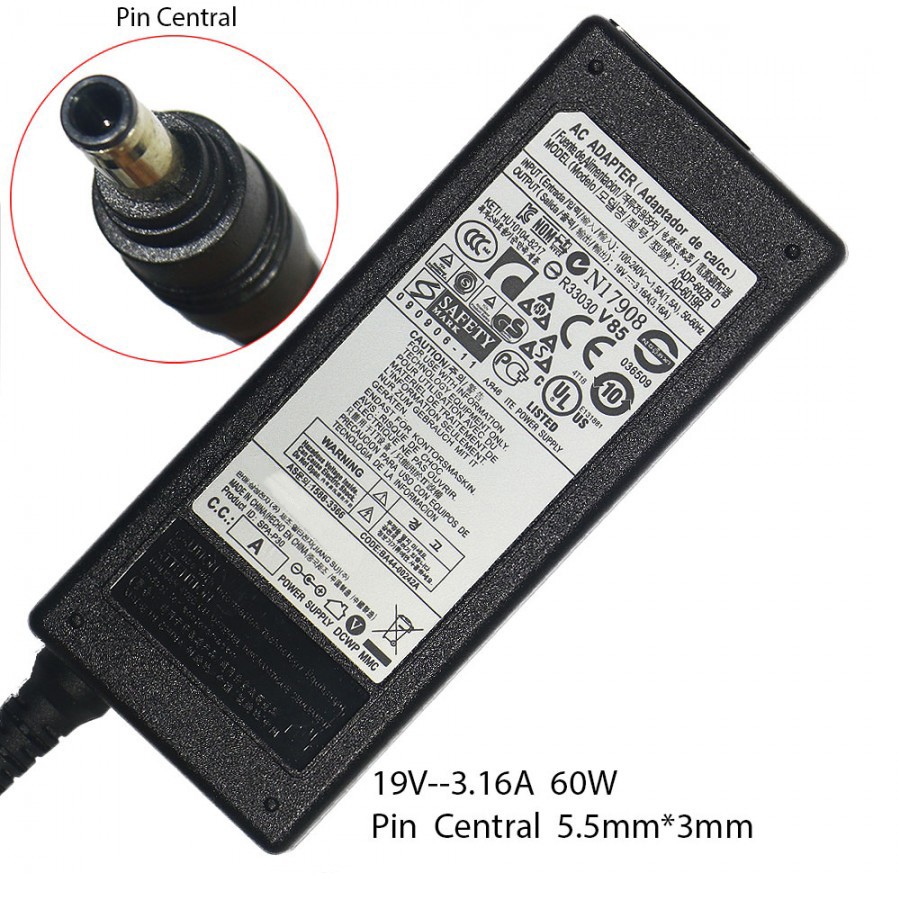 Samsung 19V 3.16A 5.5×3.0 NP270 NP275 NP350 Adapter Charger With Power cord  set