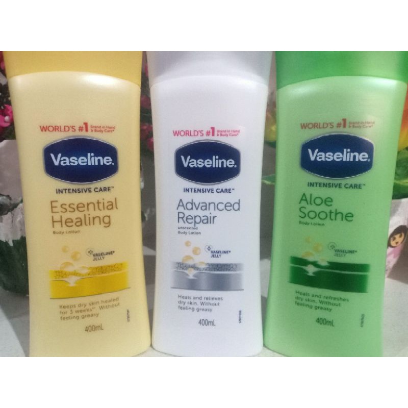 Vaseline lotion,400ml ( Available Cocoa, green and white) Shopee