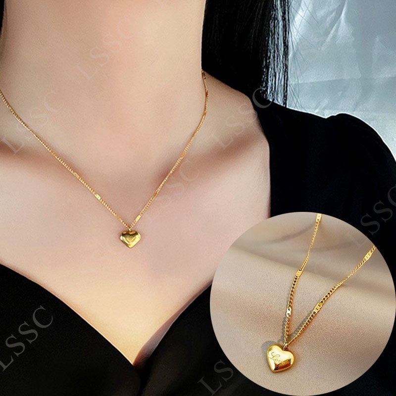 Heart Stainless Steel Necklace For Women Non Tarnish Kwentas Gold ...