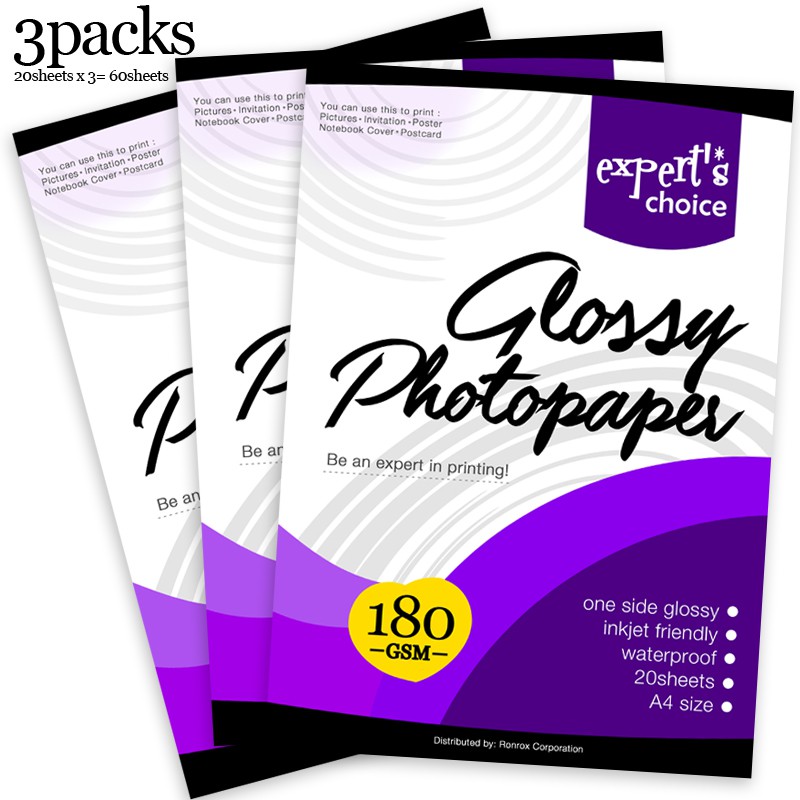 Expert's Choice 180gsm photopaper A4 (3 Packs) | Shopee Philippines