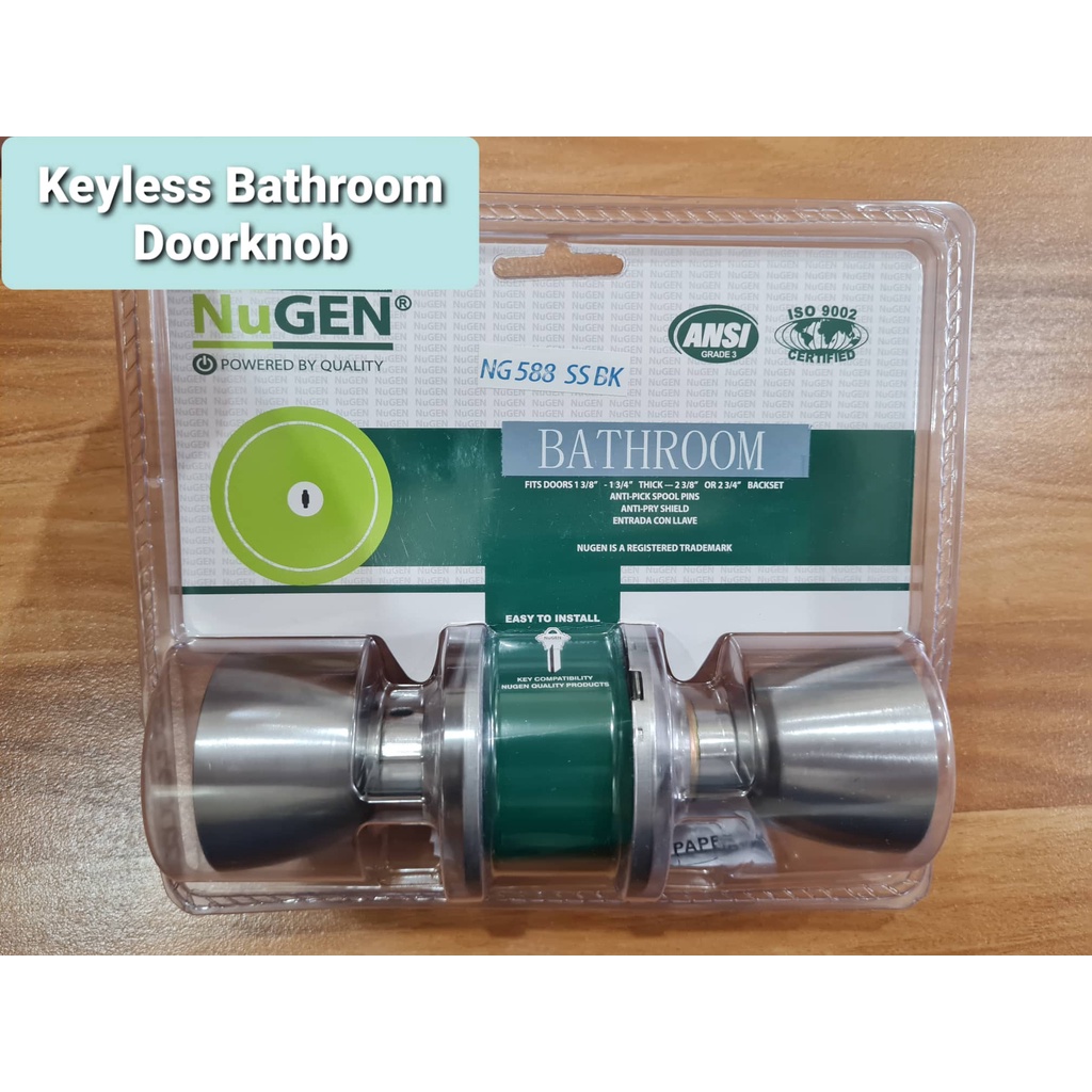 Doorknob No Keys Privacy Door Lock Nugen Comfort Room Bathroom Lockset Door Knob Keyless 588ss ...