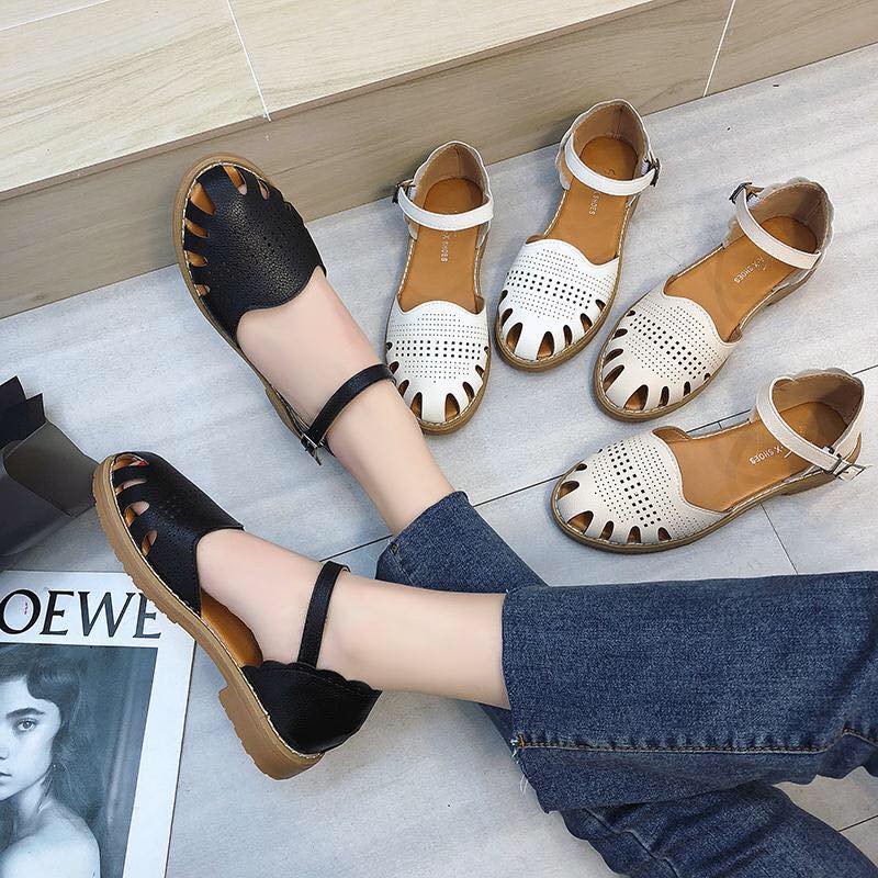 Closed Toe Ankle Strap Flat Sandals Shopee Philippines