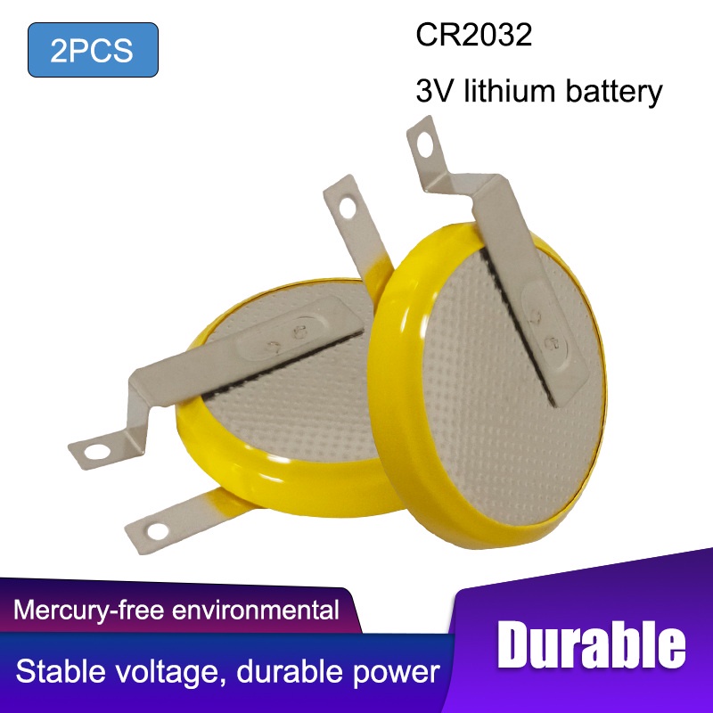2PCS CR2032 Tabs Solder Foot Soldering Welding Battery Coin Batteries 210mAh 3V Button 2032 Cell