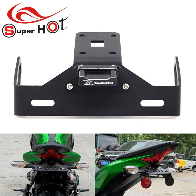 Support Plaque Immatriculation Pour Kawasaki Z1000/Z1000R - Élimination Garde-boue, Noir