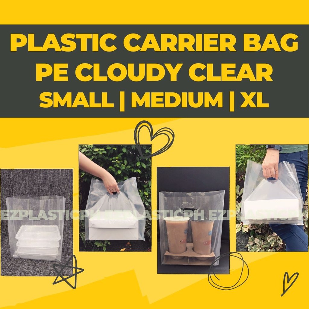 Plastic Carrier Bag with Handle (50pcs/100pcs) PE Cloudy Clear EZPLASTICPH Shopee Philippines