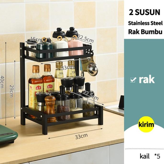 Kitchen Seasoning Rack Stainless Stacking Rack | Shopee Philippines