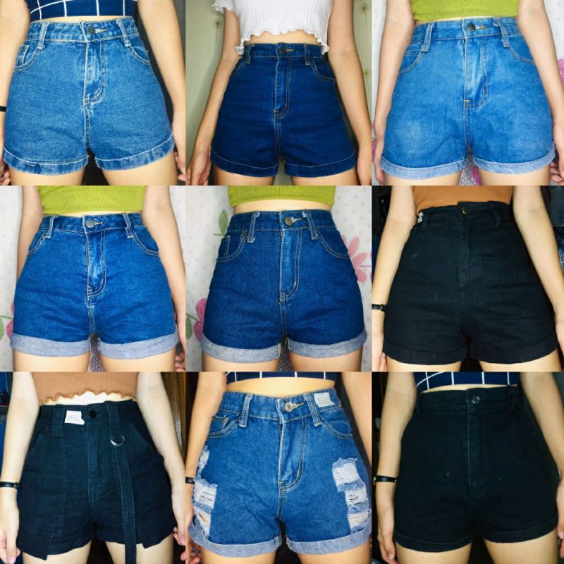 High waist denim short