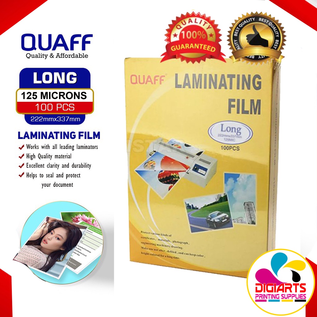 QUAFF LONG/LEGAL SIZE LAMINATING FILM 125 MICRONS 100 SHEETS/PACK