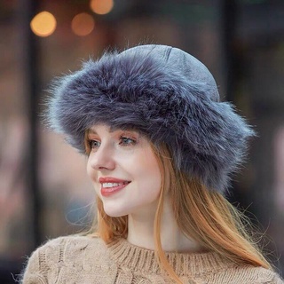Winter Outdoor Fluffy Russian Hat Warm Hat Women's Furry Hat Faux Fur Hat