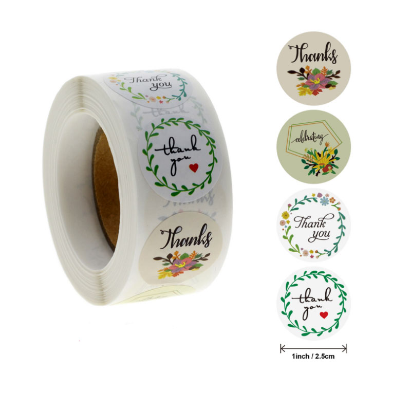 500pcs per roll Round label Sticker Package Label Thank You Stickers ...