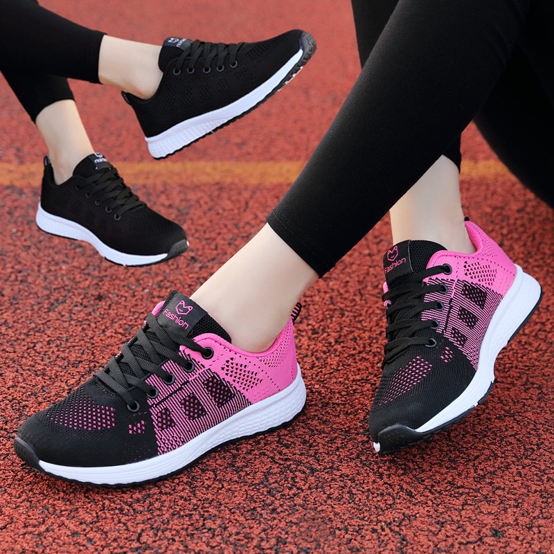 Breathable Fly Woven Women Tennis Shoes Air Light Weight Jogger Sport ...