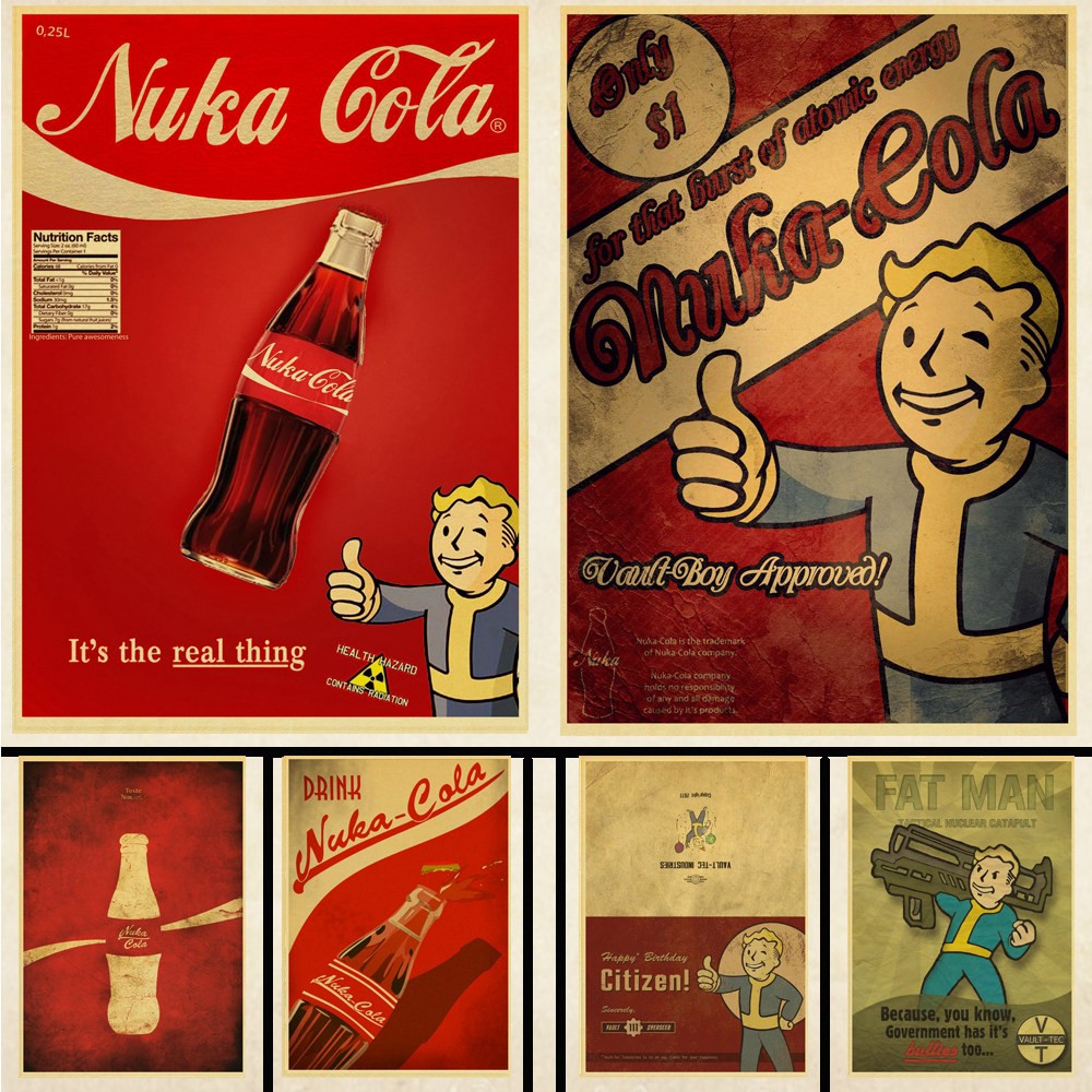 Fallout Poster Retro Poster Kraft Paper Wall Posters for Home Room/Bar