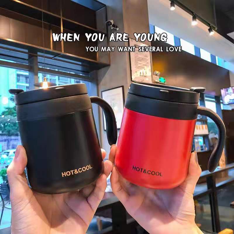 350/500ml Stainless Steel Coffee Mugs Drinkware With Handle Lid Travel Tea  Mug for Office 289#