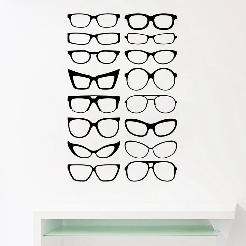 Eyewear Specs Frames Vinyl Wall Sticker , Eye Glasses Frames Art Decals ...