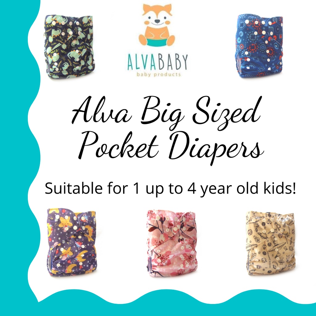 Big Sized Diapers - Alva Xl With 4-layer Big Microfiber Insert 