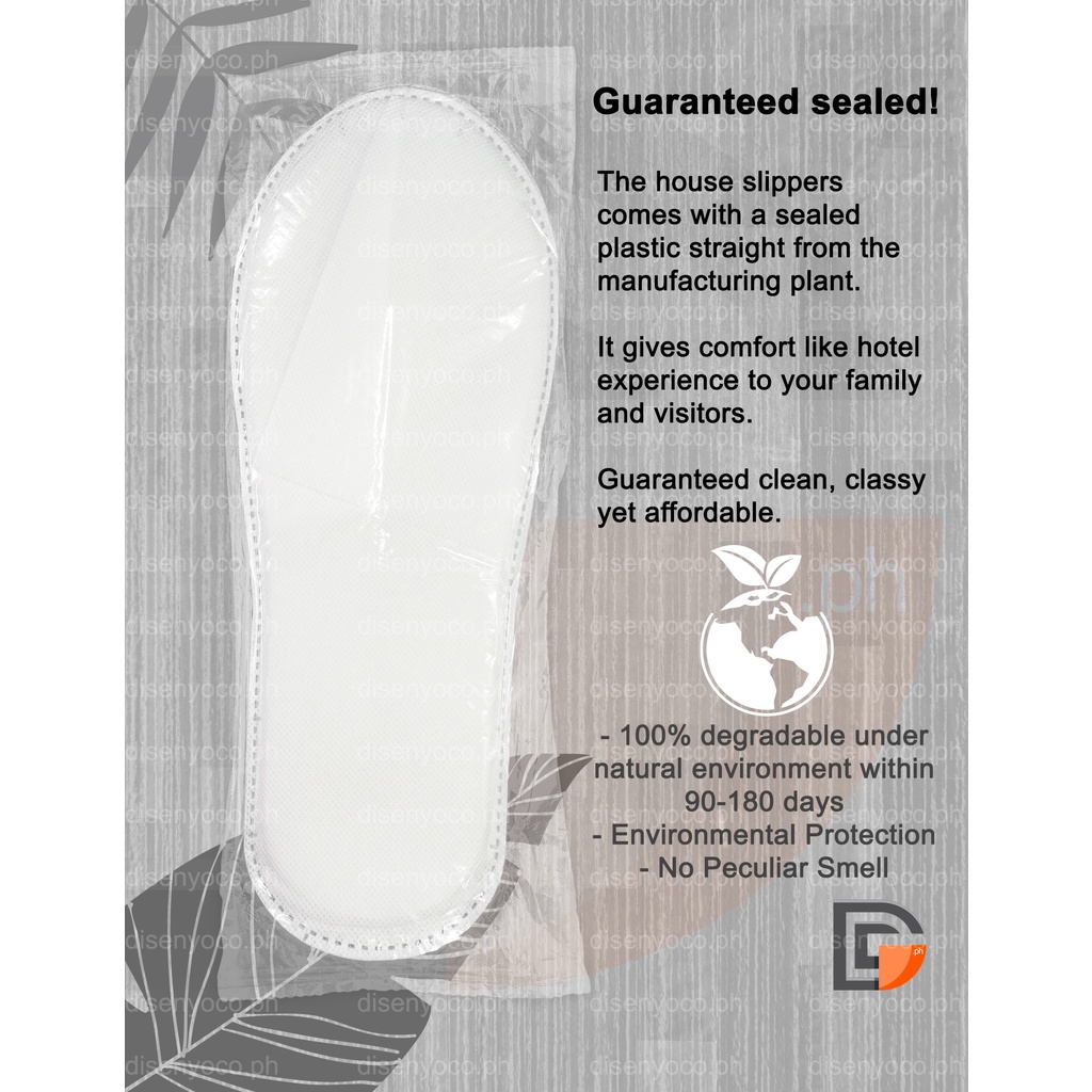 50 pairs of Degradable White Disposable House Slippers Hotel Slippers Comfortable Slippers