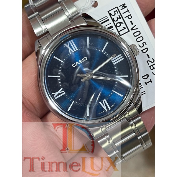 Casio MTP-V005D-2B5 Orologio Uomo Analogico Al Quarzo - Cassa Acciaio, Quadrante Blu Con Numeri Romani, Vetro Minerale - 3