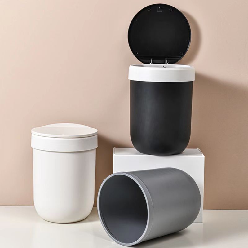 Aesthetic Home Organizer Trash Bin Minimalist Trashcan Press-Type Cover ...