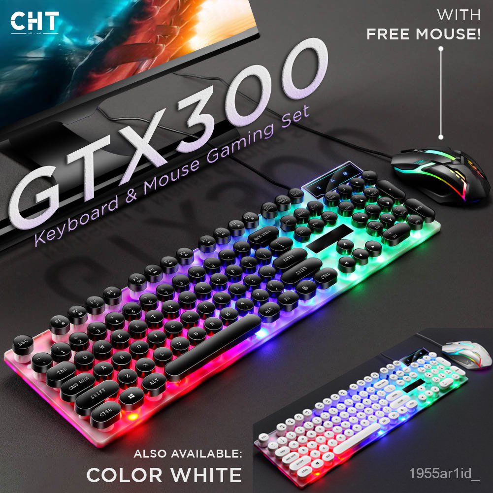 GTX300 RGB Gaming Keyboard & Mouse, Ergonomic Multimedia LED Backlight