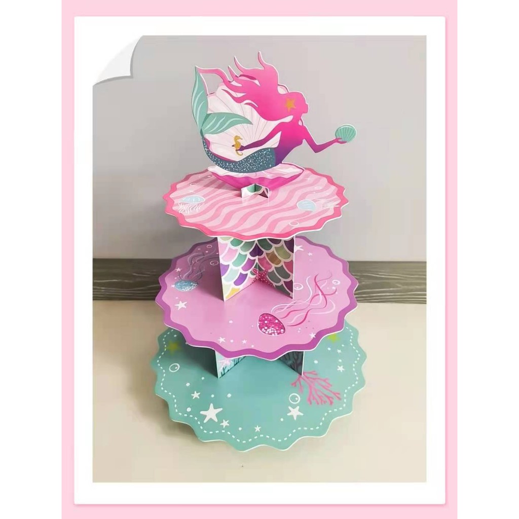 Mermaid theme shell pearl Mermaid Three Layers Cup cake Stand rack ...