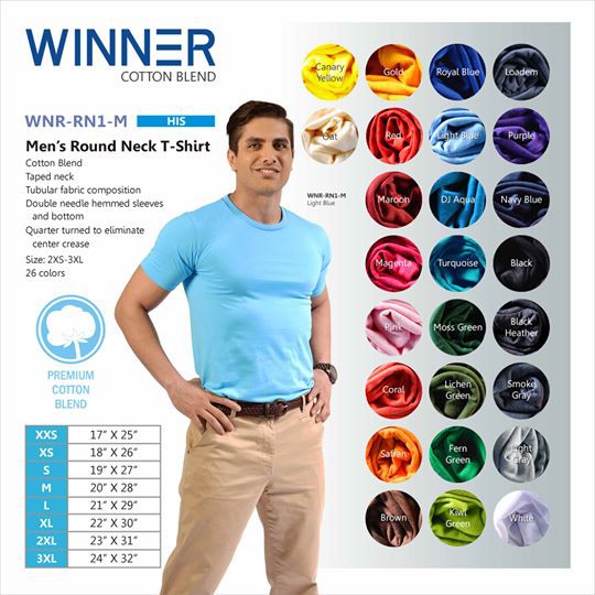 WINNER ROUNDNECK PREMIUM COTTOBLEND MEN'S SIZE Tshirt