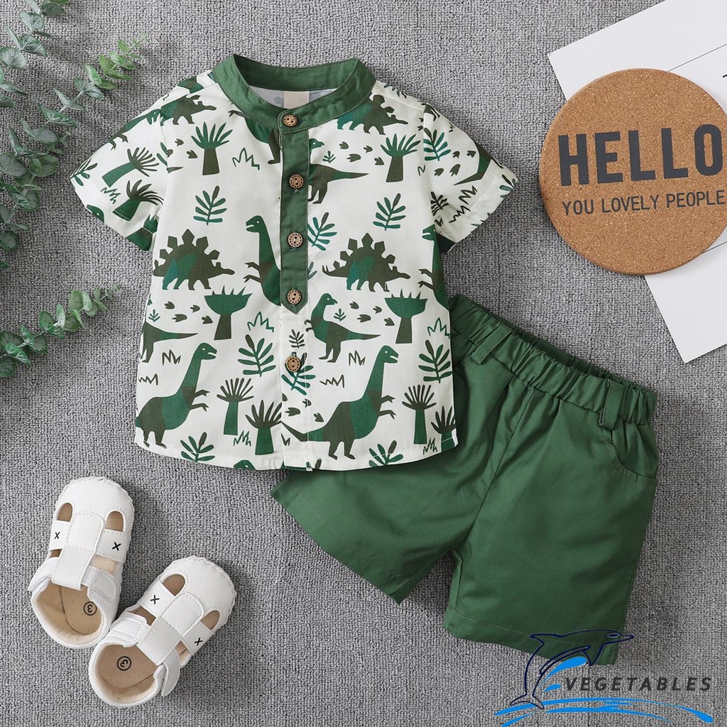 ZHY-Toddler Boy 2Pcs Summer Outfits, Short Sleeve Button Down Shirt ...