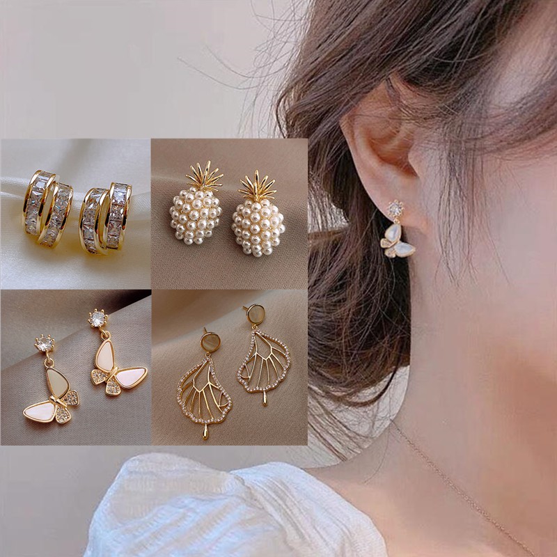 Hypoallergenic Earrings Korean earrings hook earring hoop earring ear stud Fashion earrings for women Shopee Philippines