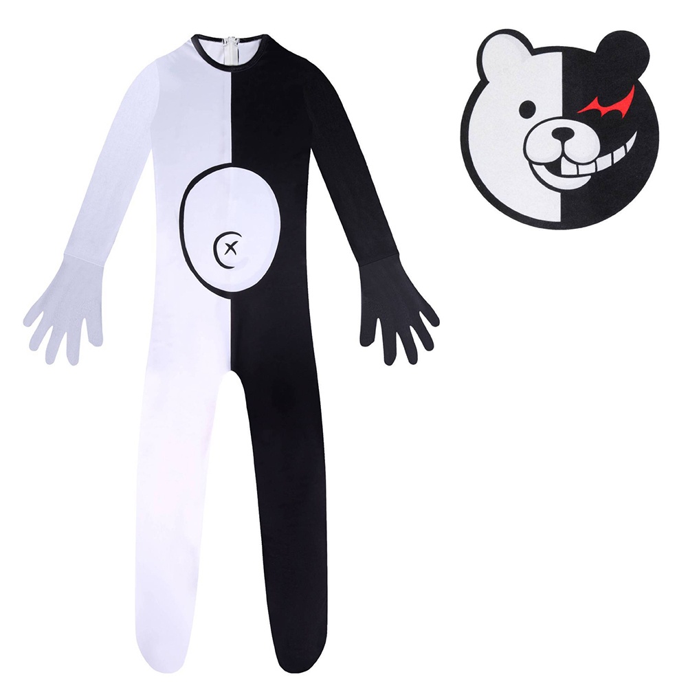 Kids Children Anime Monokuma Jumpsuit Mask Cosplay Costume Outfits ...