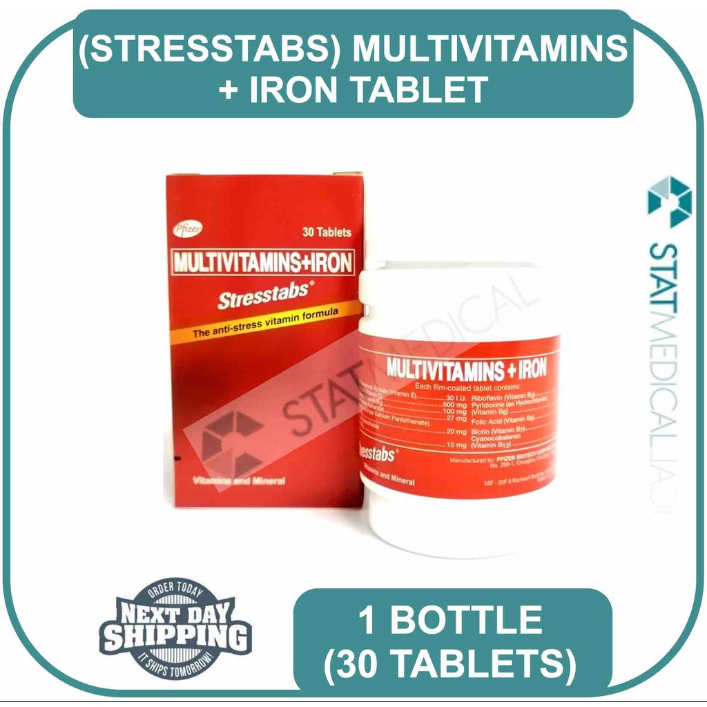 Stresstabs Multivitamins + Iron [30 tablets] EXP DATE 8/2026 Shopee