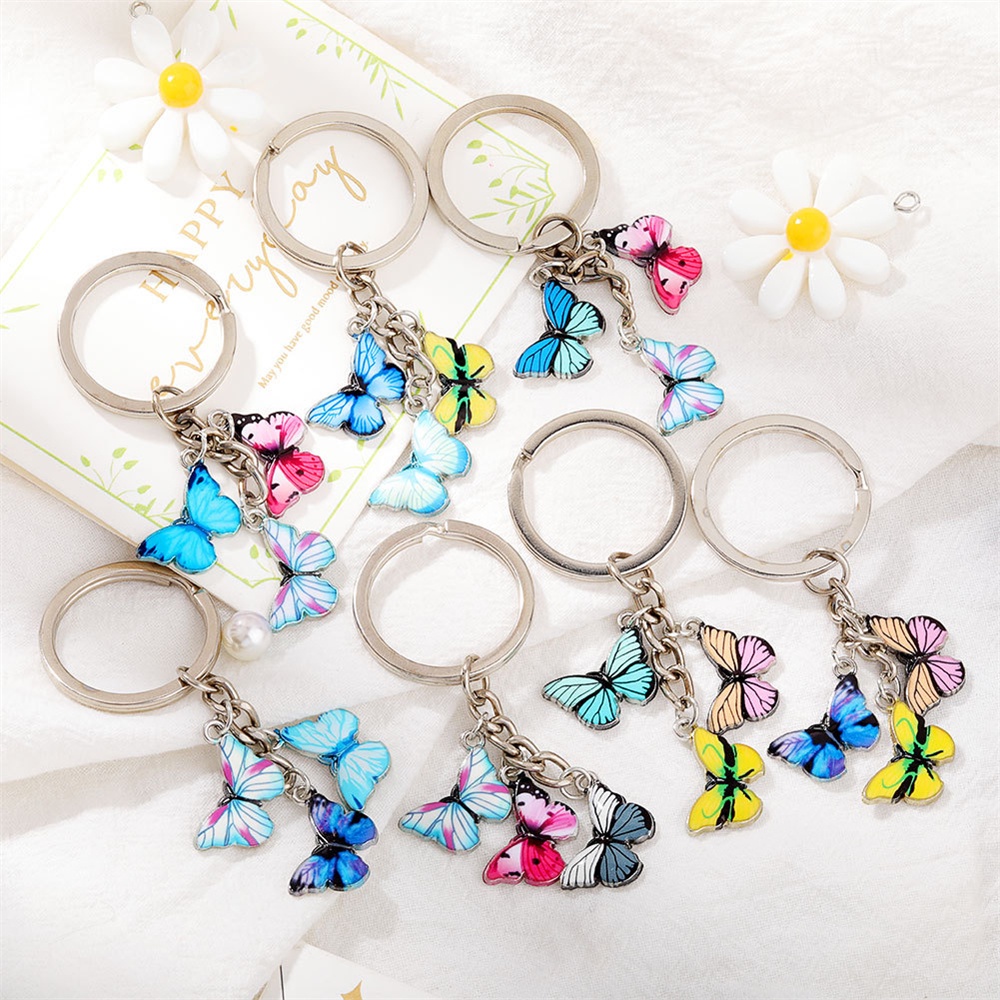 Colorful Enamel Butterfly Keychain Color Dripping Butterfly Insects ...