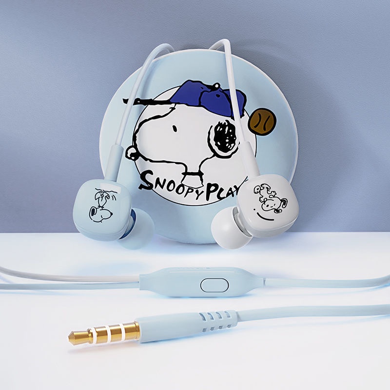 2023 Lovely Snoopy Earphones Girls Wired Earphone Cute Student Headset