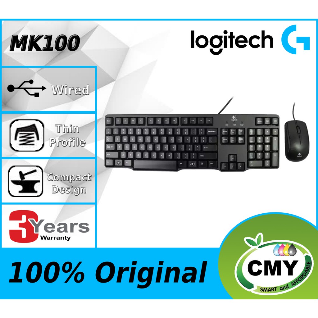 Logitech MK100 Classic Desktop Keyboard + Mouse Combo MK 100 920-003649 ...