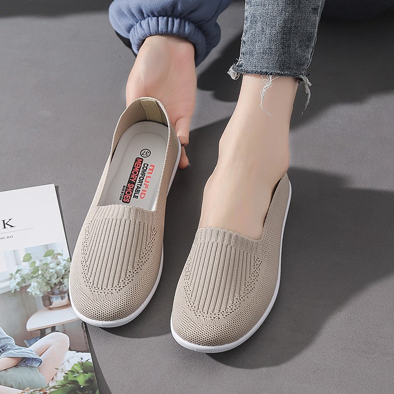 Atikota 2020 Women New Pea Shoes Non-slip Soft Bottom Flying Woven Work ...