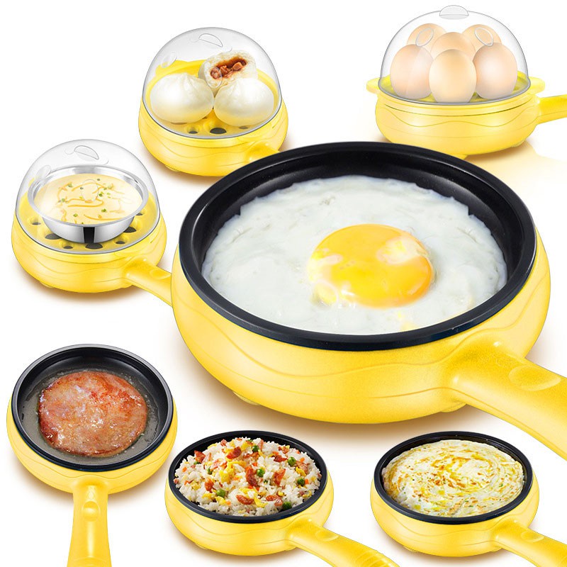 Multifunction 2 in 1 Mini Electric Frying Pan 4Pcs Cooking Kitchen Non