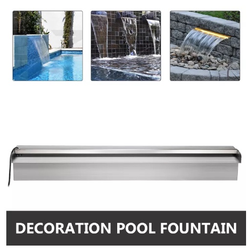 Waterfall Pool Fountain Stainless Steel W/ Pipe Connector Spillway
