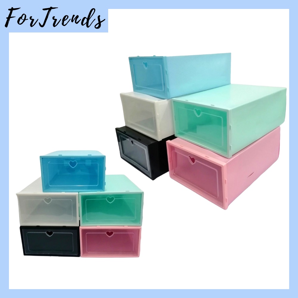 Fortrends Colorful Shoe Box Stackable Plastic Storage Organizer Shoe ...