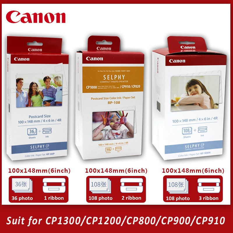 KP-108 RP-108 Photo Paper 100*148mm Plus Ink Cartridge for Canon Selphy ...
