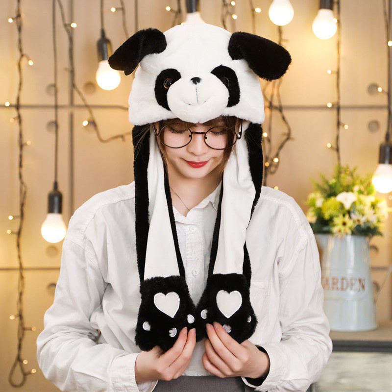 Fashion Moving Hat Rabbit Ears Plush Sweet Cute Airbag Cap can be ...