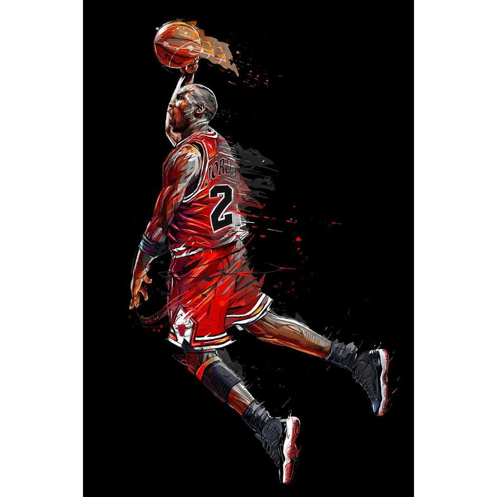 Abstract Art Painting Michael Jordan Poster Fly Dunk Basketball Wall ...