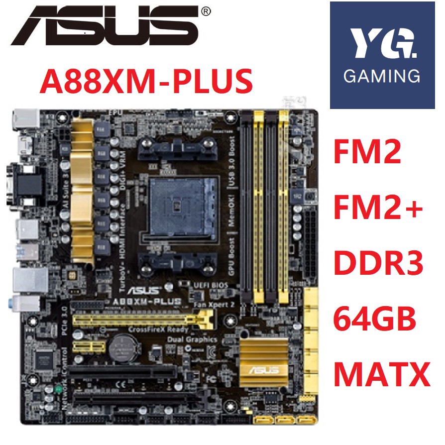 Asus A88XM-PLUS Desktop Motherboard AMD A88X a68 a55 a58 Socket FM2 FM2 ...