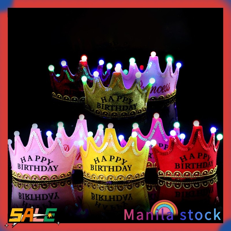 LED Birthday Crown Happy Birthday Hat LED Crown Headband Party Hat ...